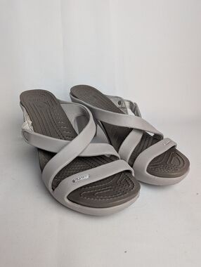 CROCS CYPRUS Women Heel Clog Gray Beige Color Size 9 Rubber Waterproof